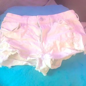 White, ripped, Jean shorts